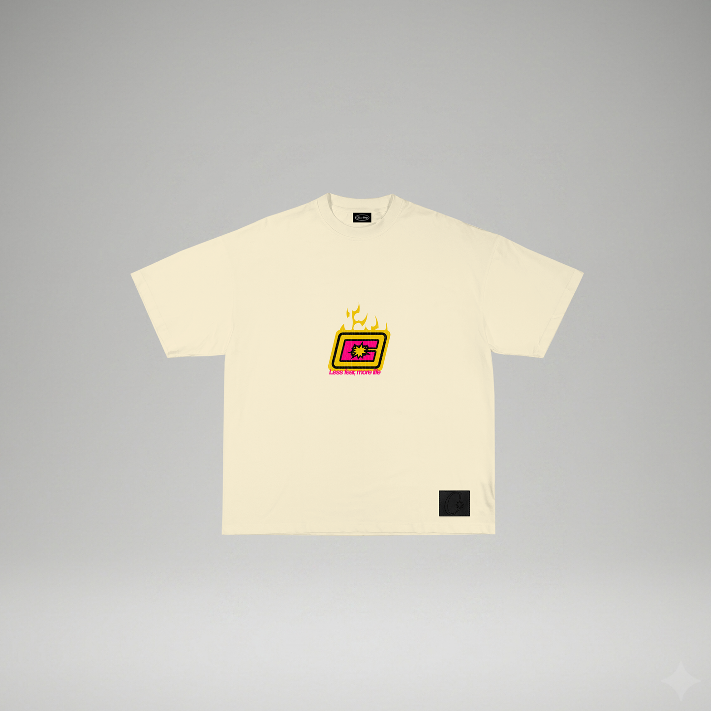 Camiseta marfil- CHROME FLAMES- regular fit