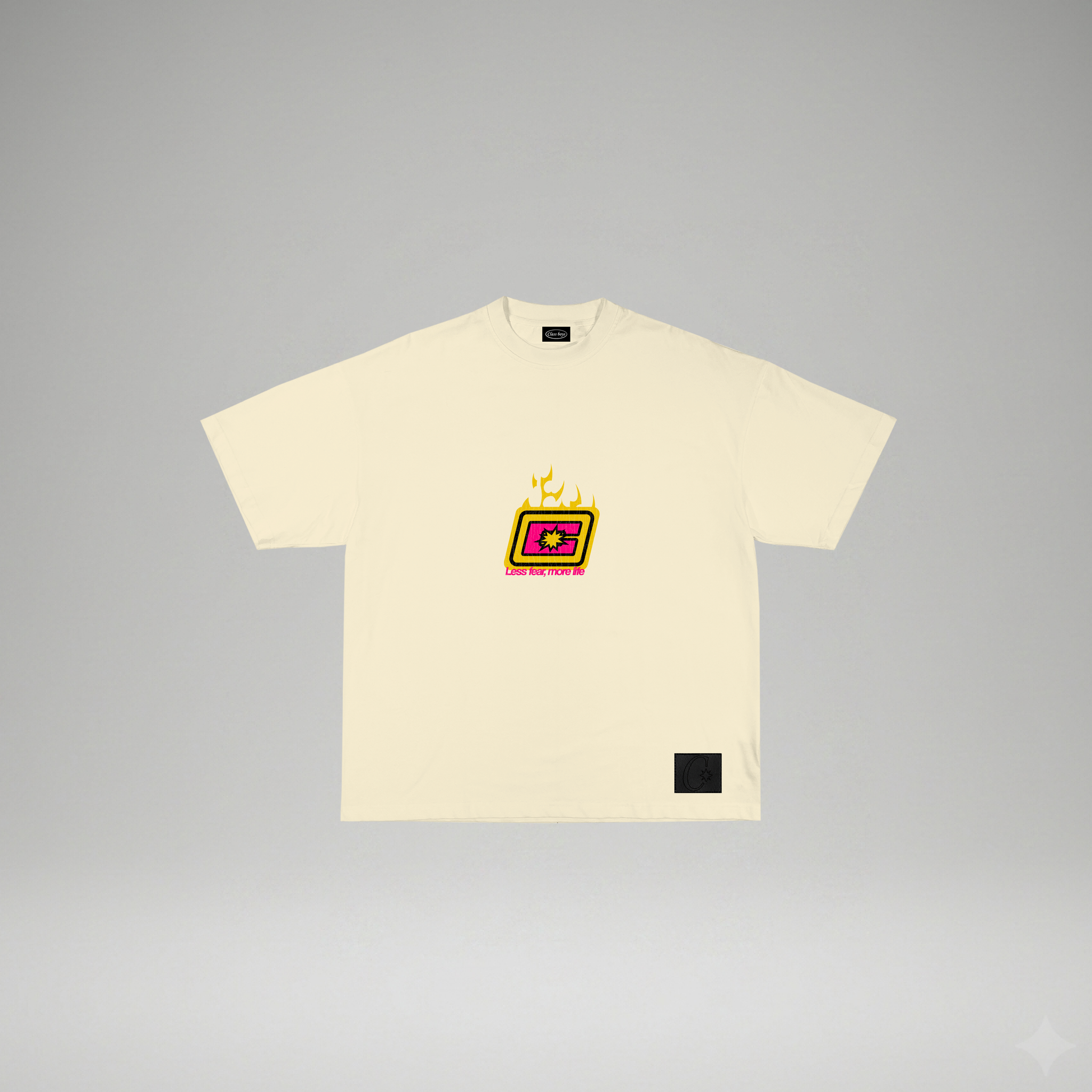 Camiseta marfil- CHROME FLAMES- regular fit