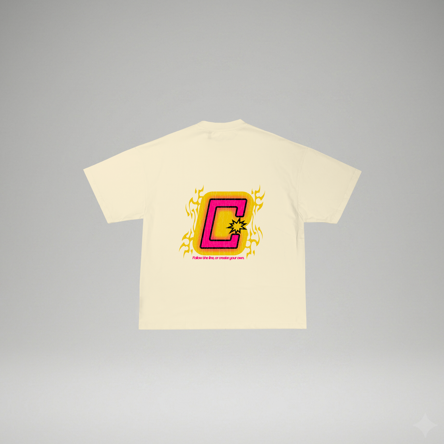 Camiseta marfil- CHROME FLAMES- regular fit