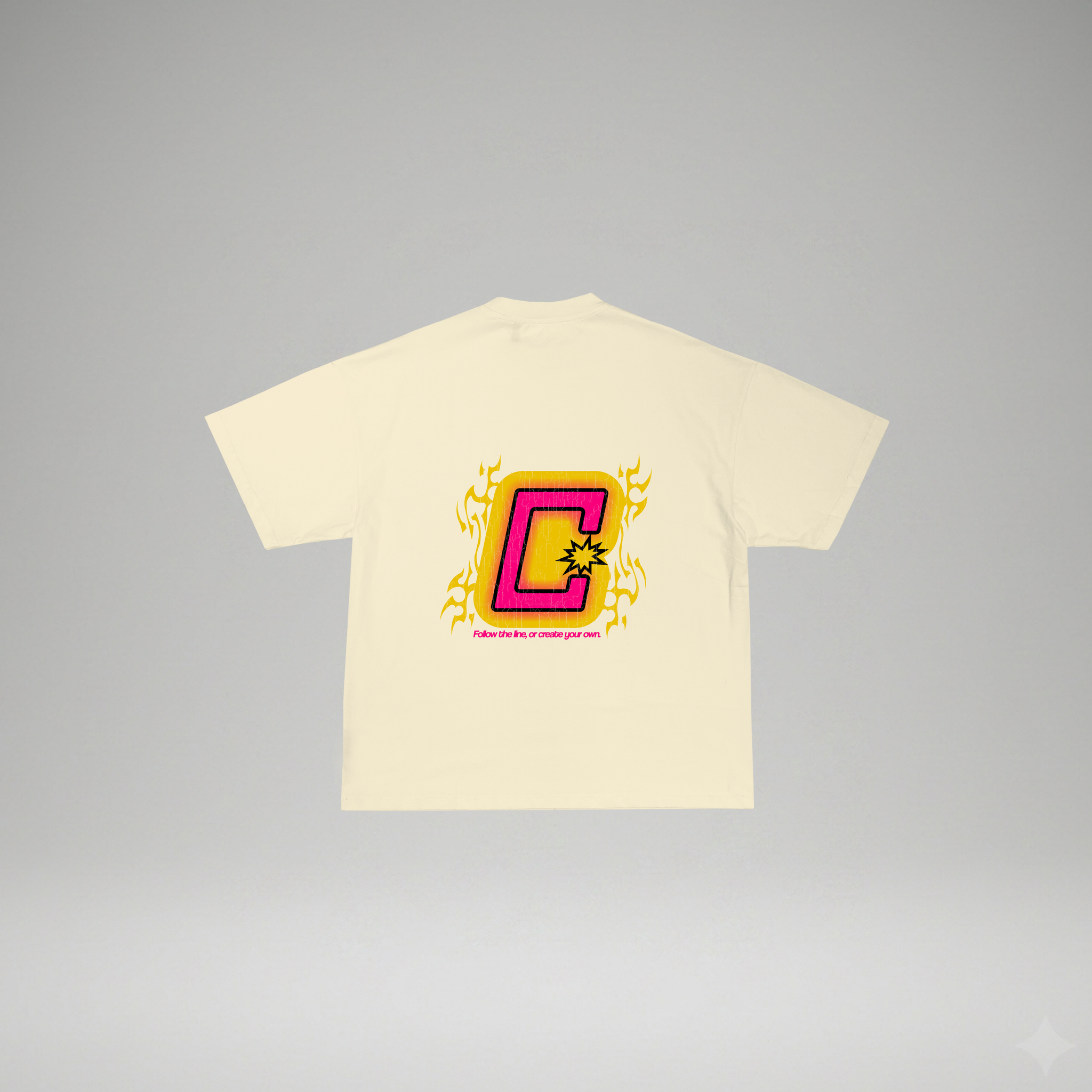 Camiseta marfil- CHROME FLAMES- regular fit